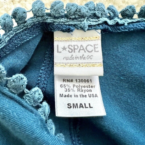 L Space Small Blue Romper Lace Shoulder V Neck Short Sleeve Mini Jumpsuit Shorts - Picture 13 of 14